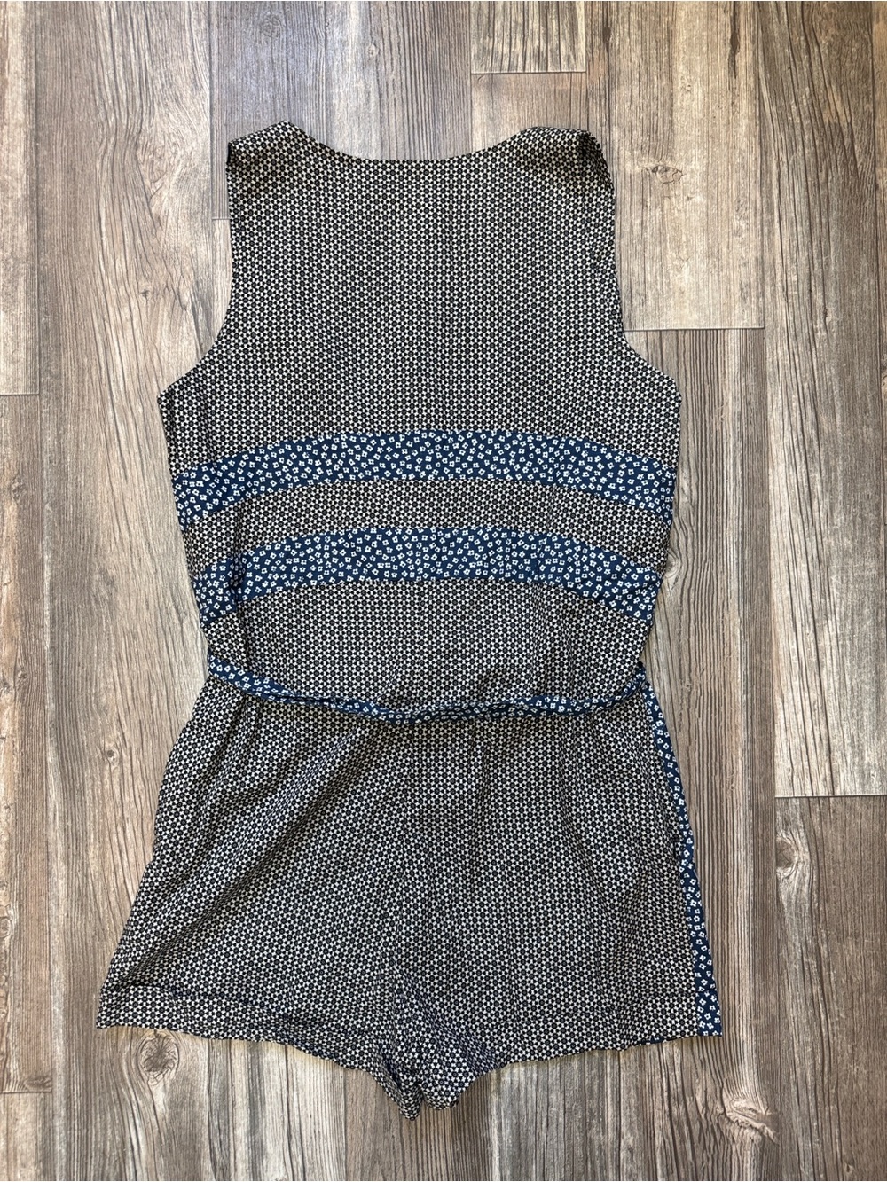 Anthropologie Mah Na Mah Na Jen Kao Floral Cotton Romper Blue Tie Waist 10 - Picture 3 of 5
